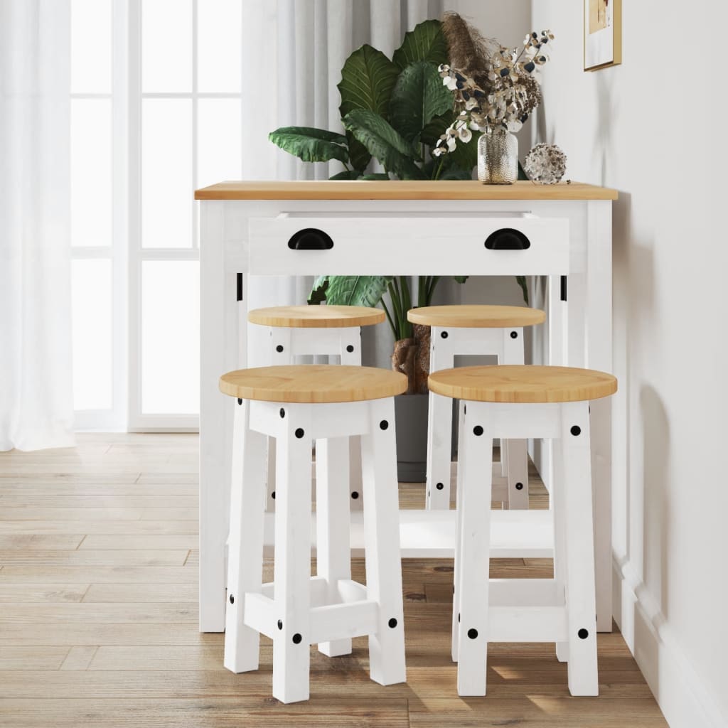 5 Pcs conjunto de bar pinho maciço branco