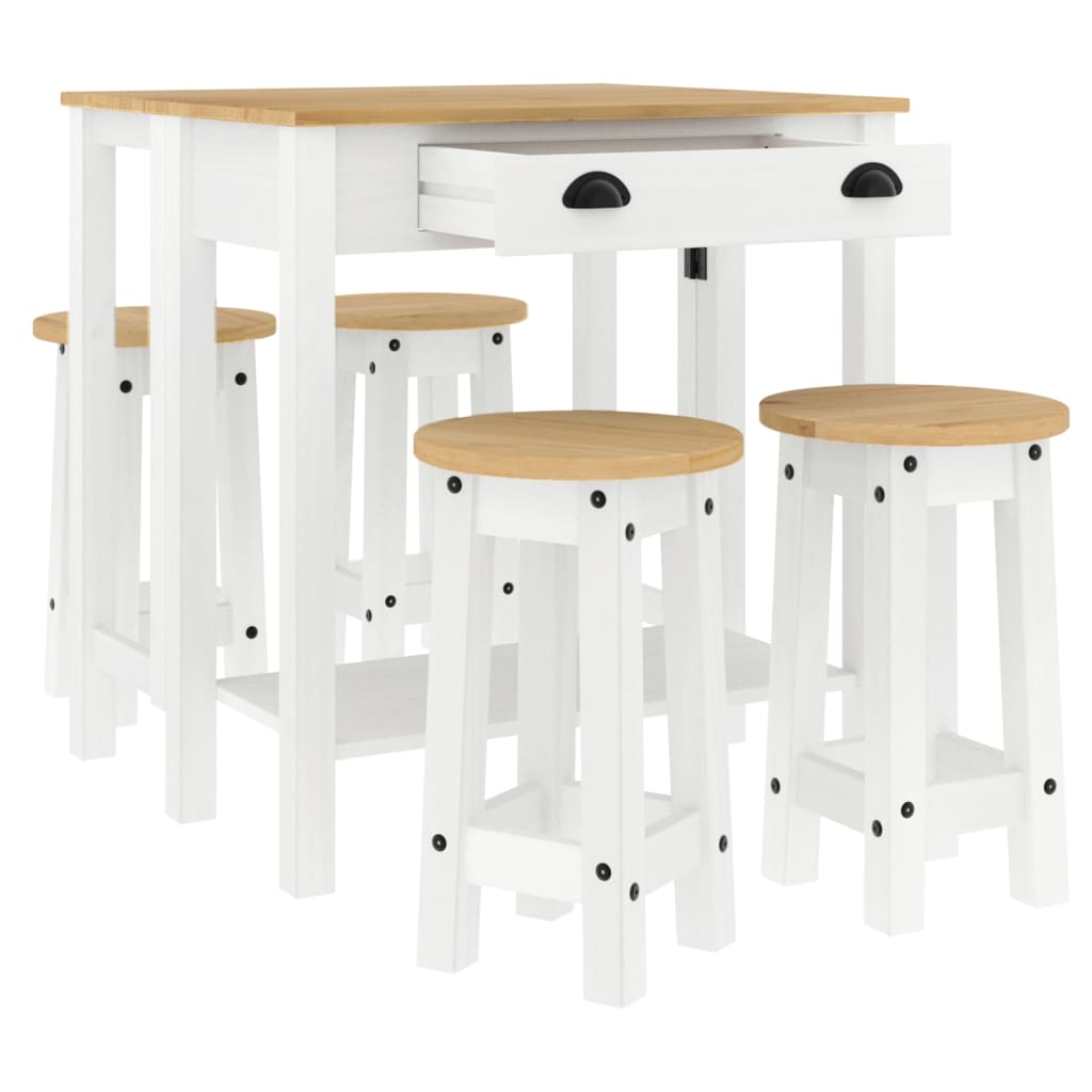 5 Pcs conjunto de bar pinho maciço branco
