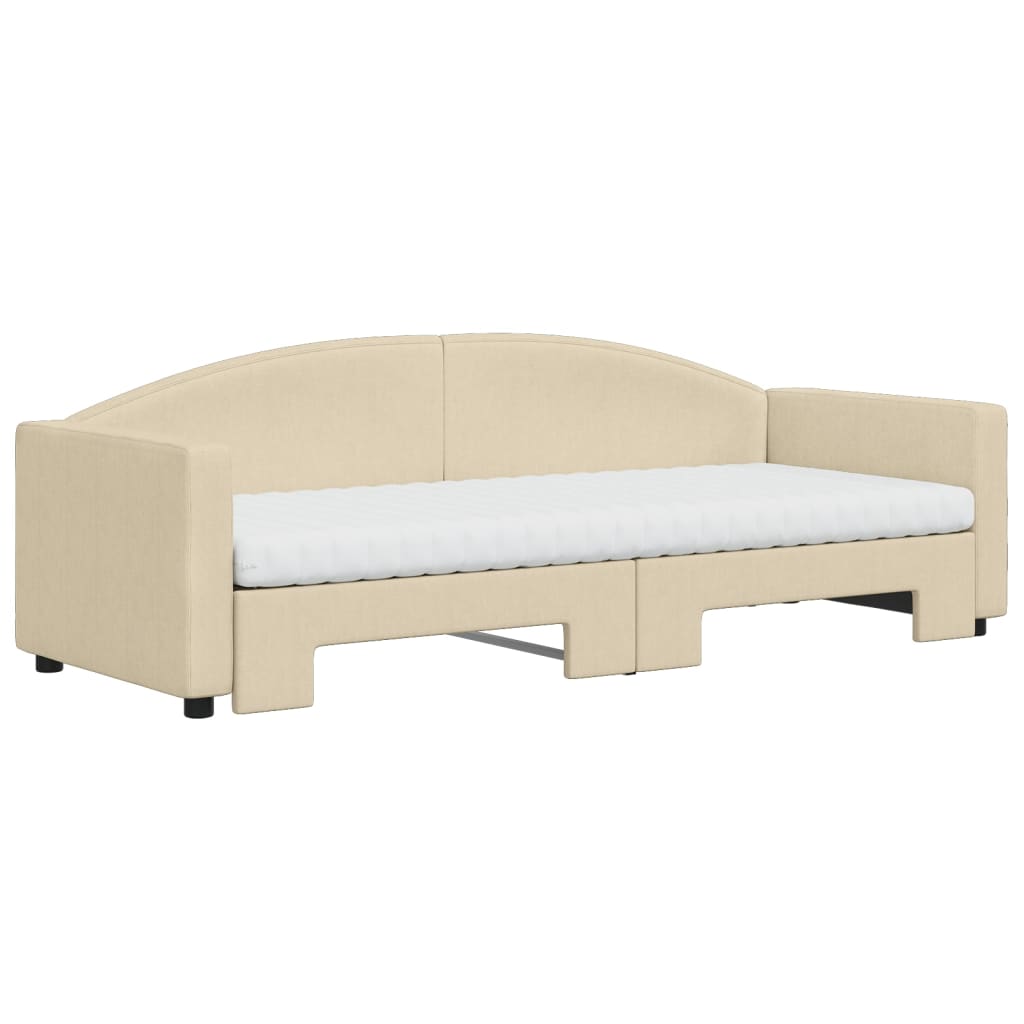 Sofá-cama c/ gavetão e colchões 80x200 cm tecido cor creme