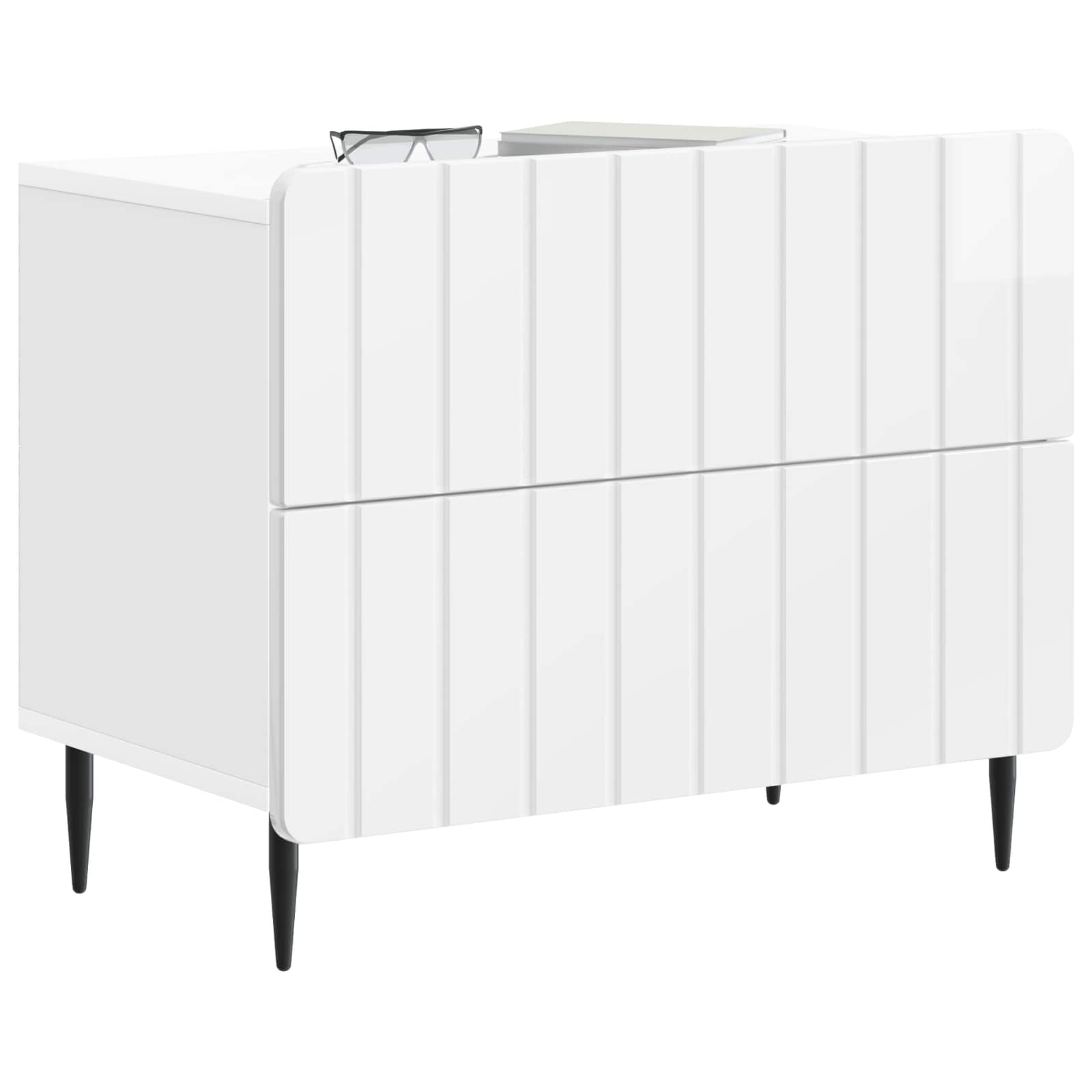 Armário de cabeceira branco brilhante 62 x 34,5 x 49,5 cm