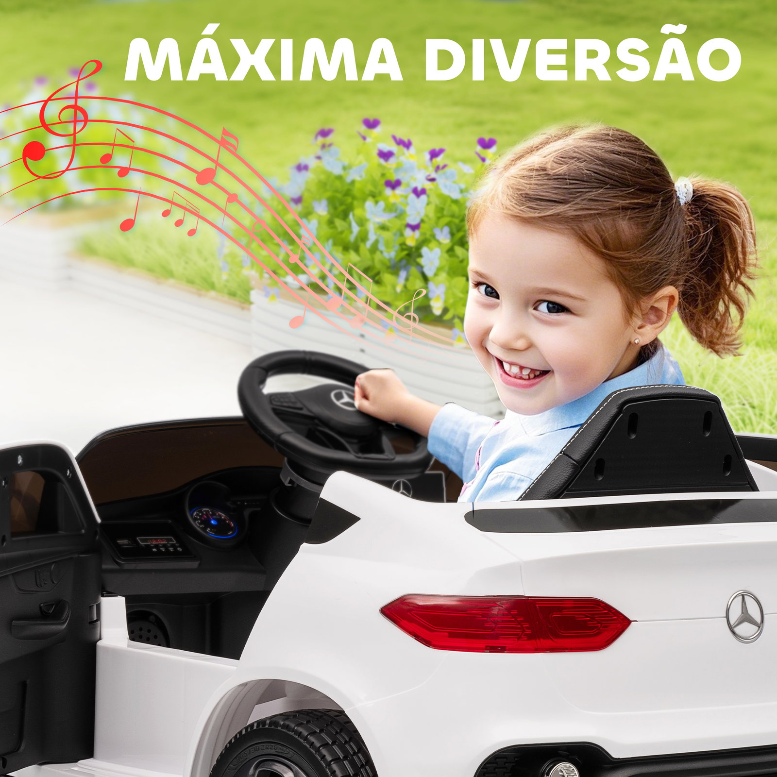 Carro elétrico para crianças mercedes-benz glc coupé 12v controlo remoto 2,4g motor duplo mp3 branco