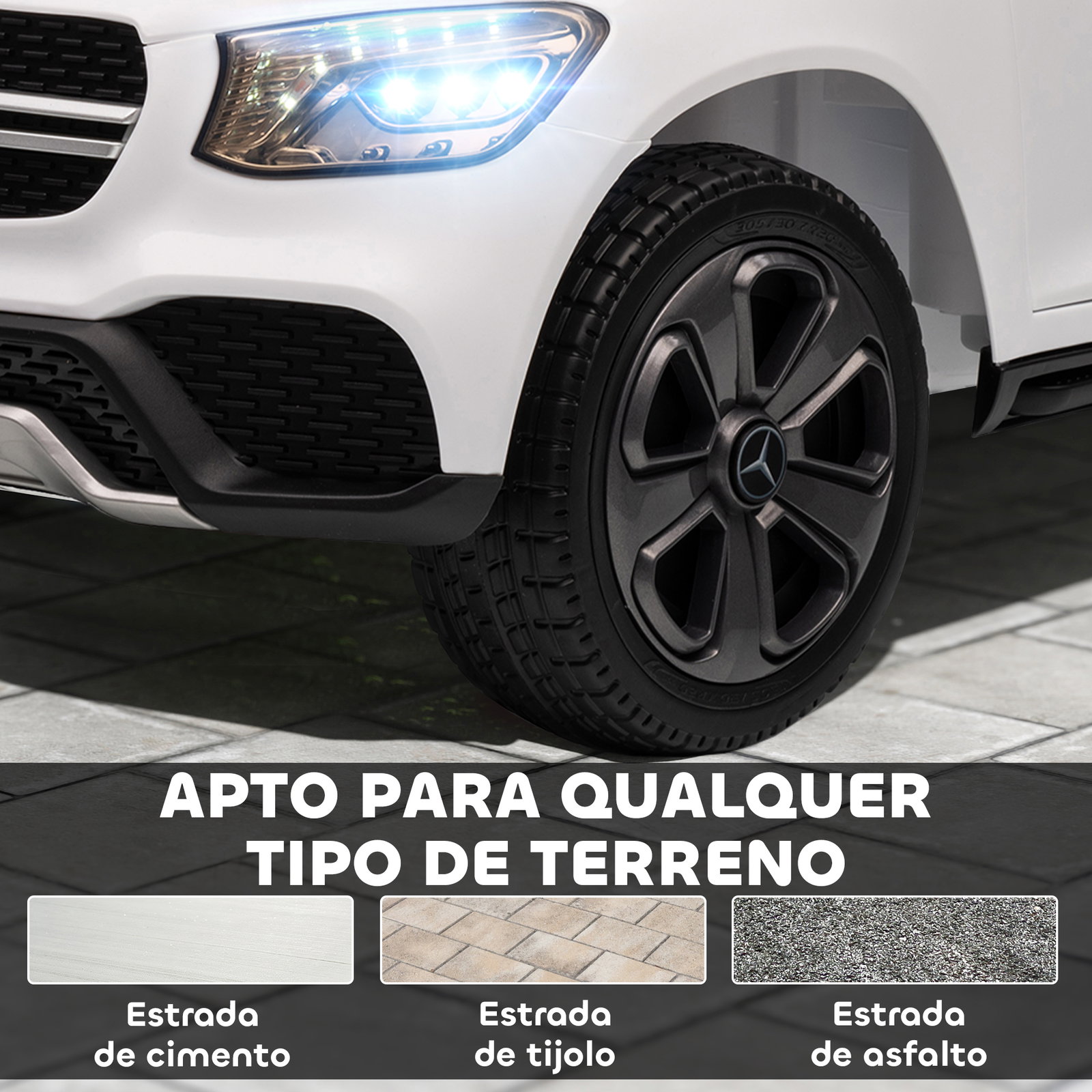 Carro elétrico para crianças mercedes-benz glc coupé 12v controlo remoto 2,4g motor duplo mp3 branco