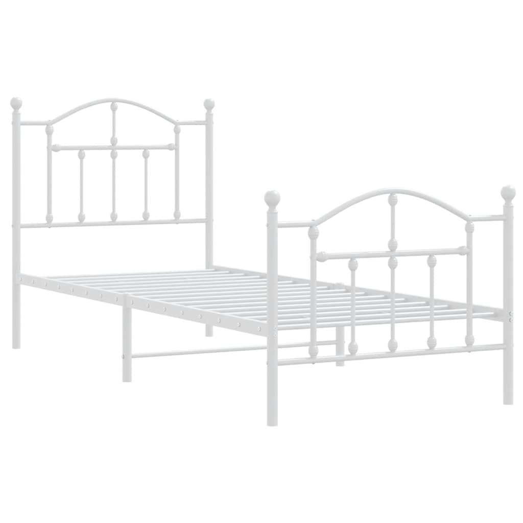 Estrutura de cama com cabeceira e pés 90x200 cm metal branco