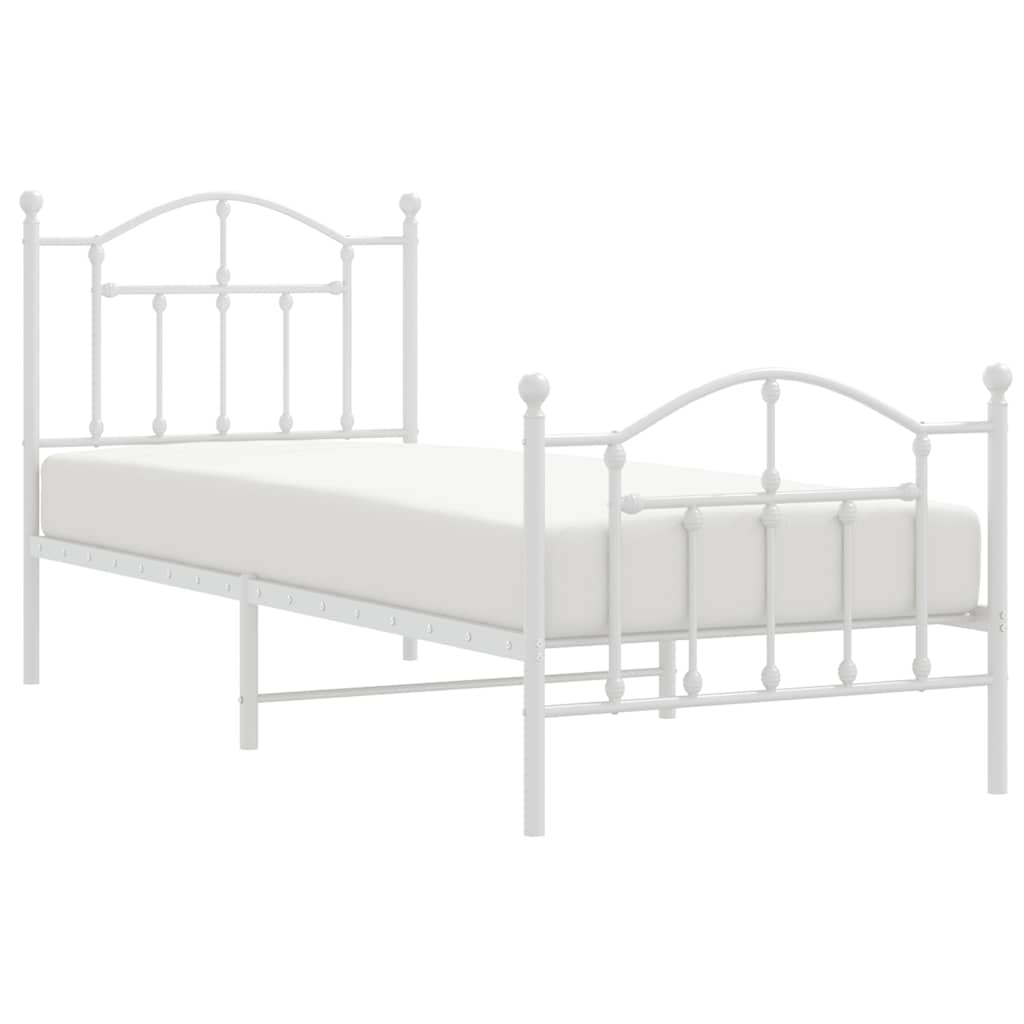 Estrutura de cama com cabeceira e pés 90x200 cm metal branco