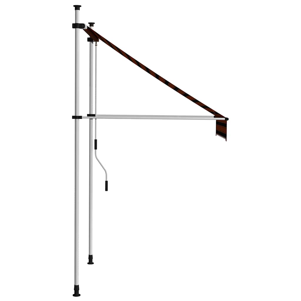 Toldo retrátil manual 100 cm laranja e castanho