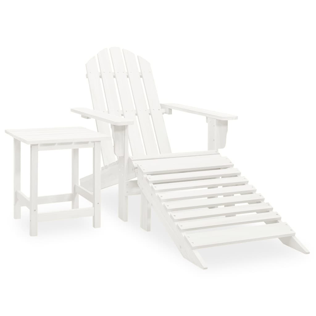 Cadeira de jardim adirondack c/ otomano e mesa abeto branco