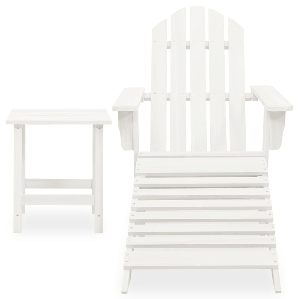 Cadeira de jardim adirondack c/ otomano e mesa abeto branco