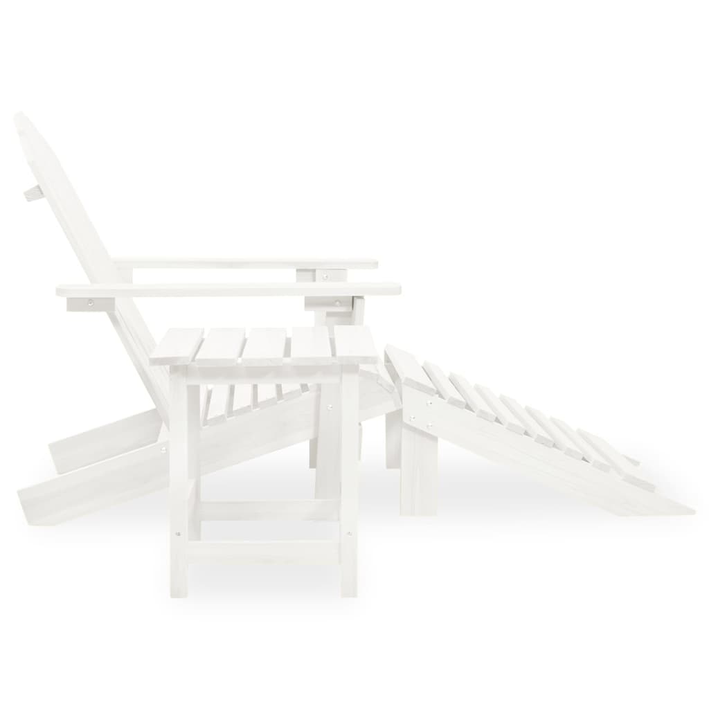 Cadeira de jardim adirondack c/ otomano e mesa abeto branco