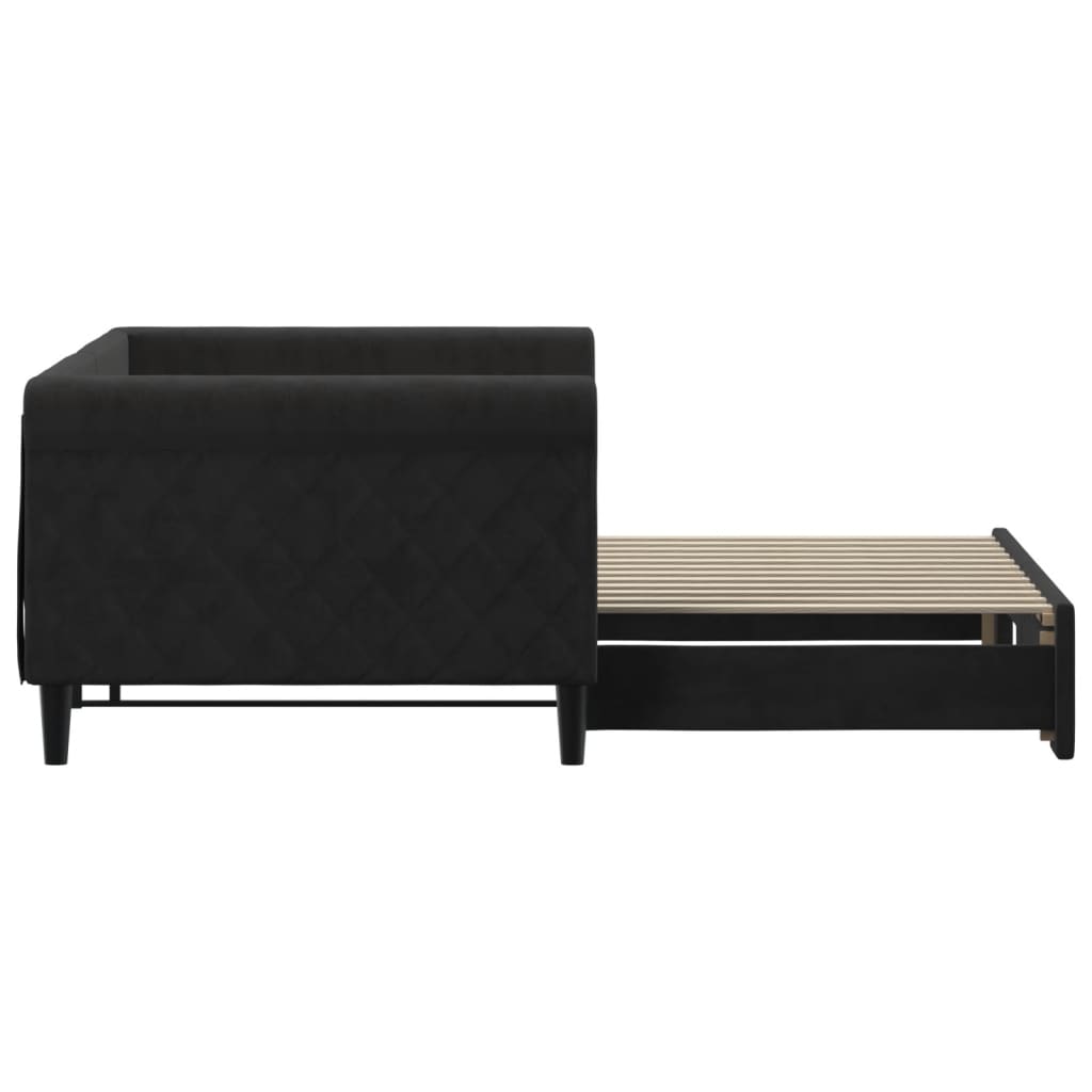 Sofá-cama com gavetão 90x200 cm veludo preto