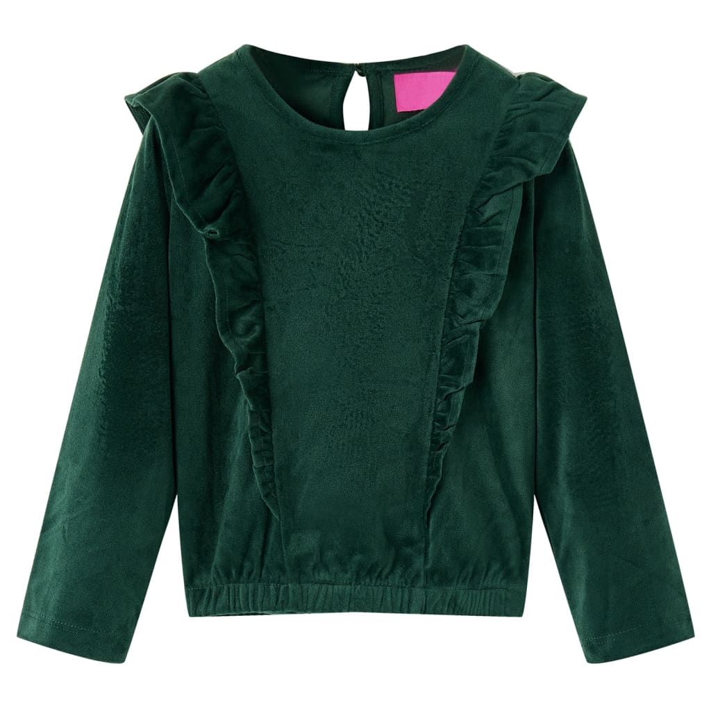 Blusa para criança com folhos verde-escuro 116