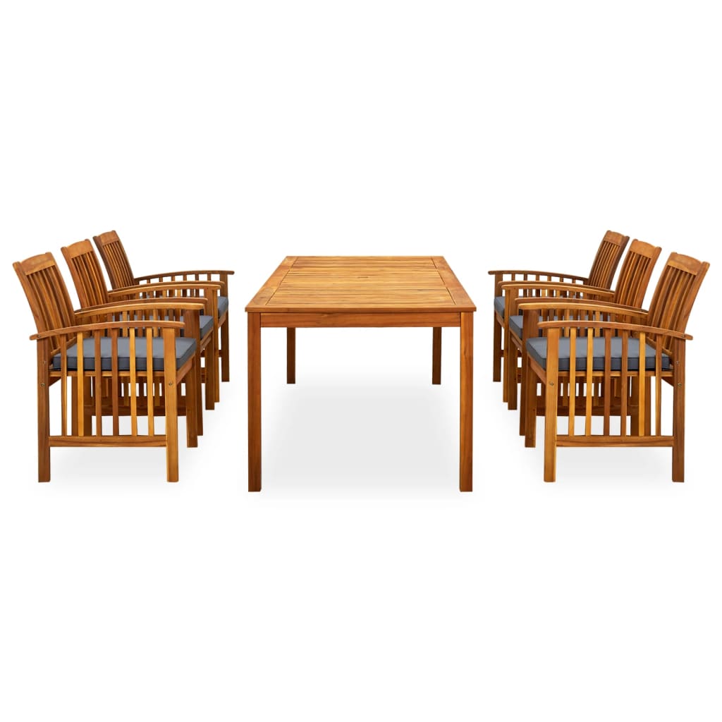 7 Pcs conjunto de jantar p/ jardim c/ almofadões acácia maciça