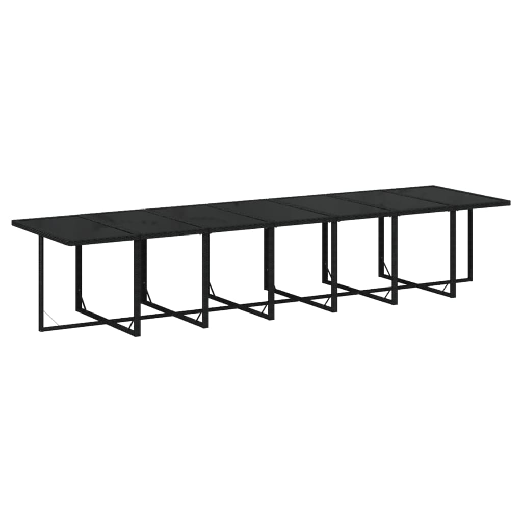 19 Pcs conjunto jantar p/ jardim c/ almofadões vime PE preto