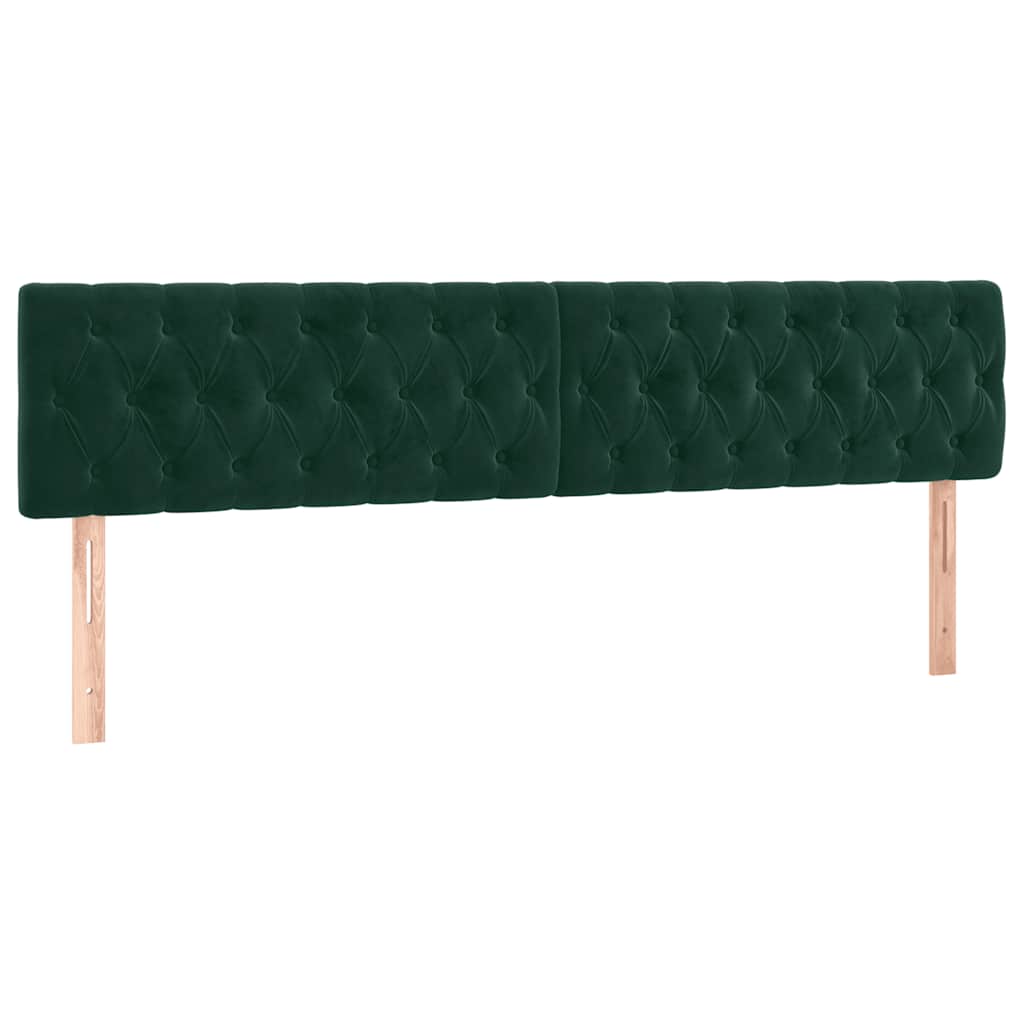 Cabeceira de cama c/luzes LED veludo 200x7x78/88cm verde-escuro