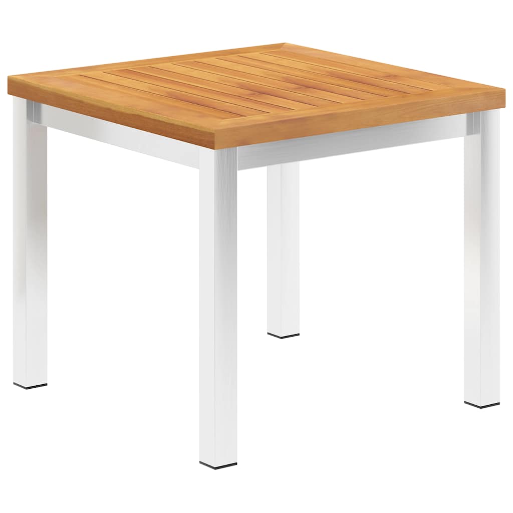Mesa de apoio jardim 45x45x38 cm acácia maciça/aço inoxidável