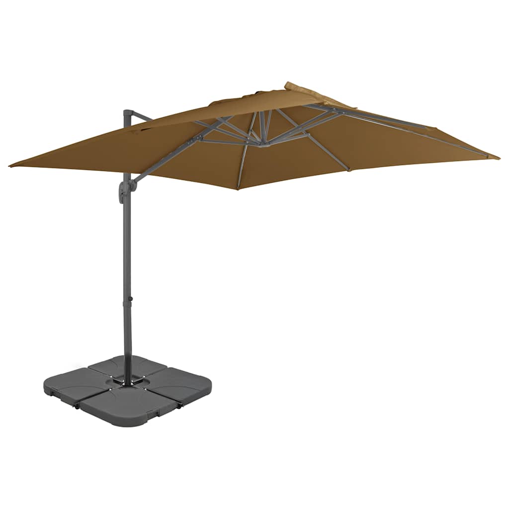 Guarda-sol de jardim com base portátil cinzento-acastanhado