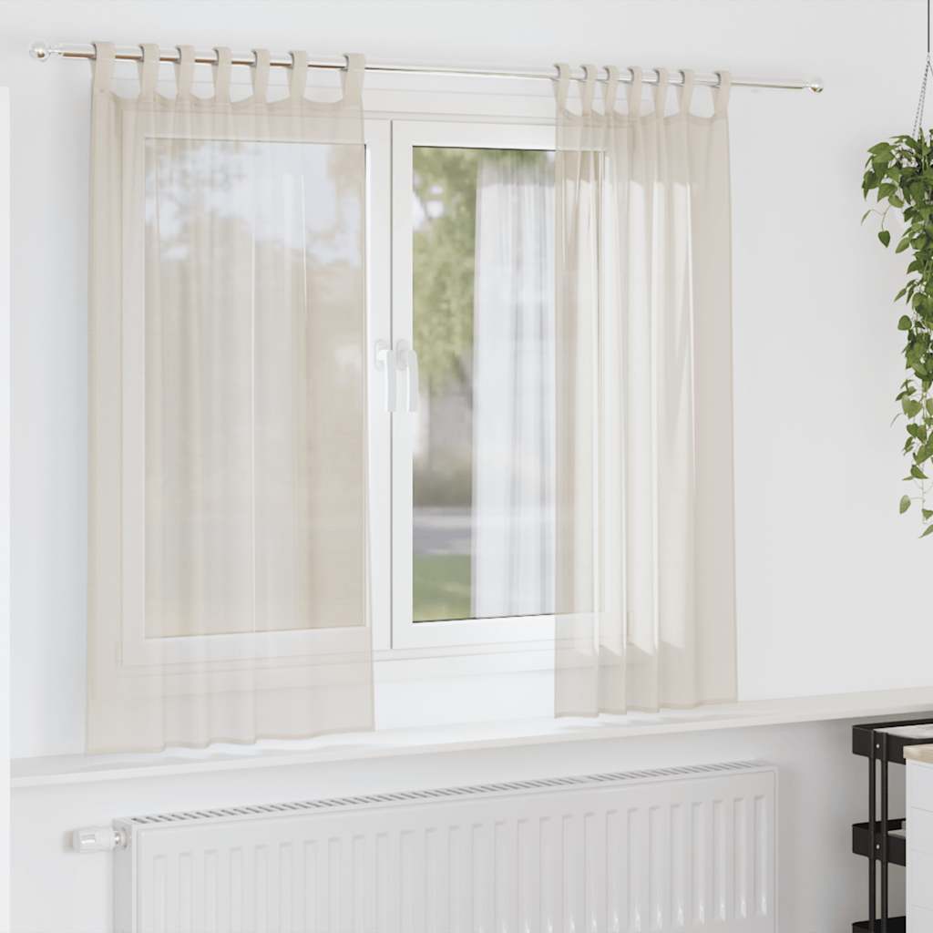 Cortinas de voile com aba 2 pcs creme