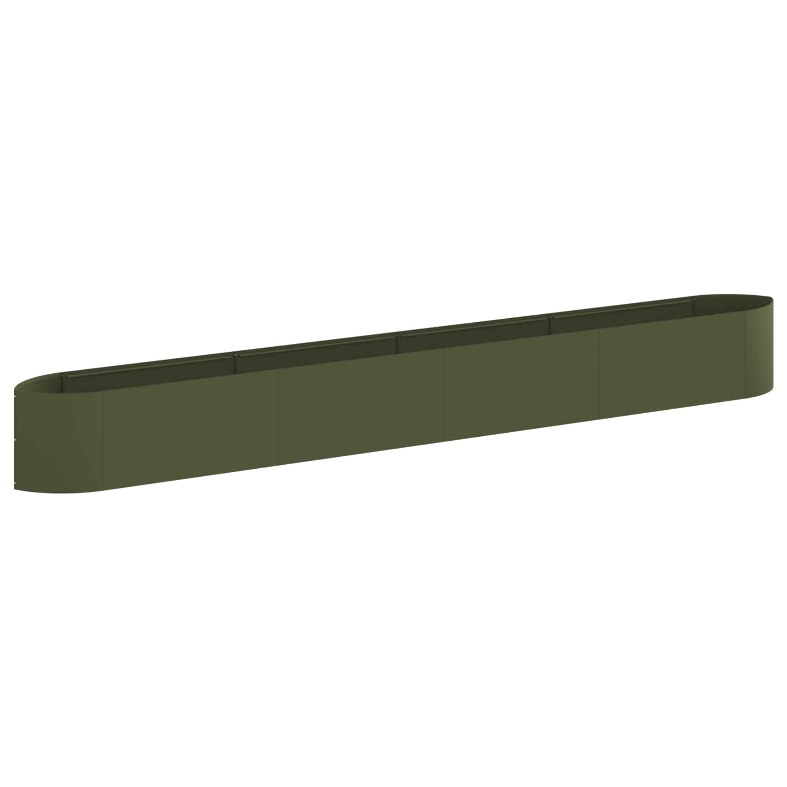 Cama de jardim elevada verde-azeitona 380 x 40 x 40 cm aço