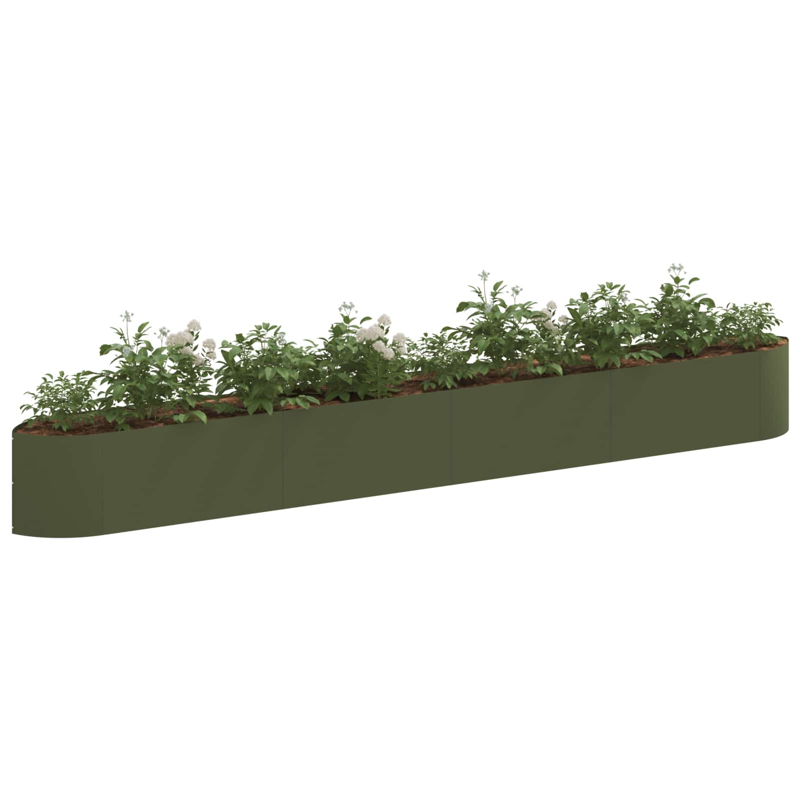 Cama de jardim elevada verde-azeitona 380 x 40 x 40 cm aço