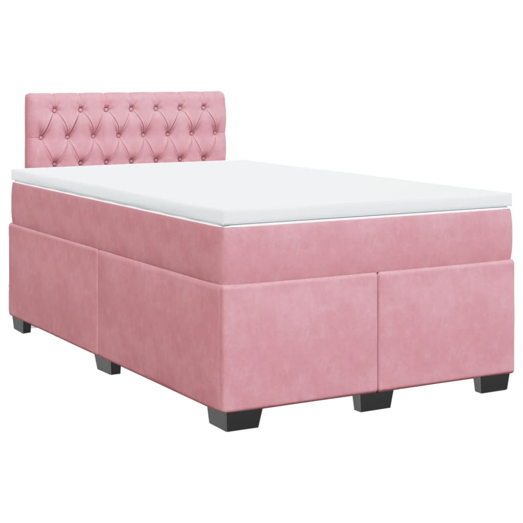 Cama boxspring com colchão 120x200 cm veludo rosa
