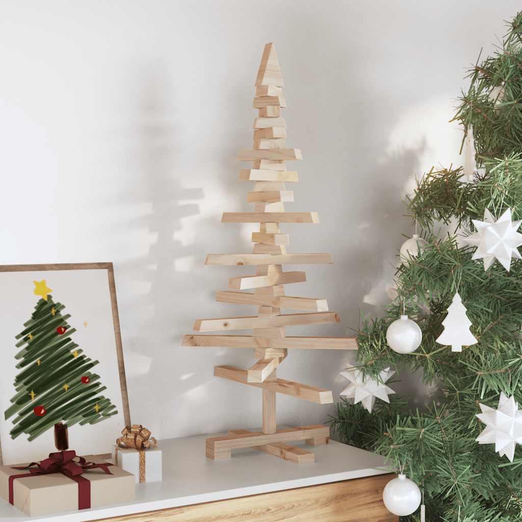 Árvore de natal decorativa 90 cm madeira de pinho maciça