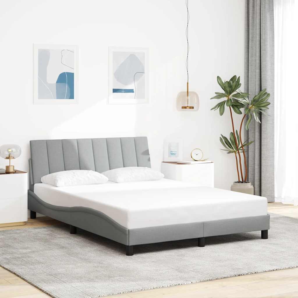 Estrutura de cama sem colchão hanko 140x190 cm tecido cinzento-claro