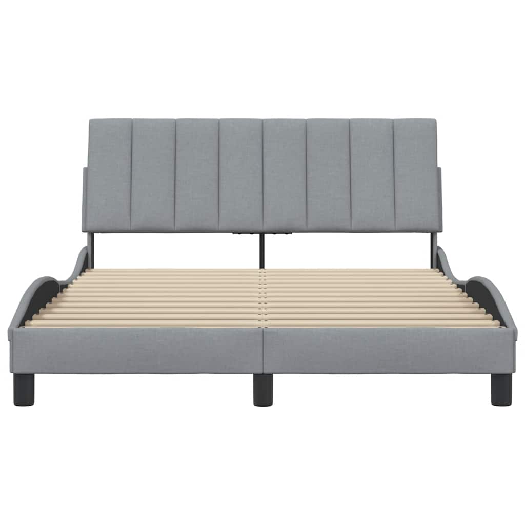 Estrutura de cama sem colchão hanko 140x190 cm tecido cinzento-claro