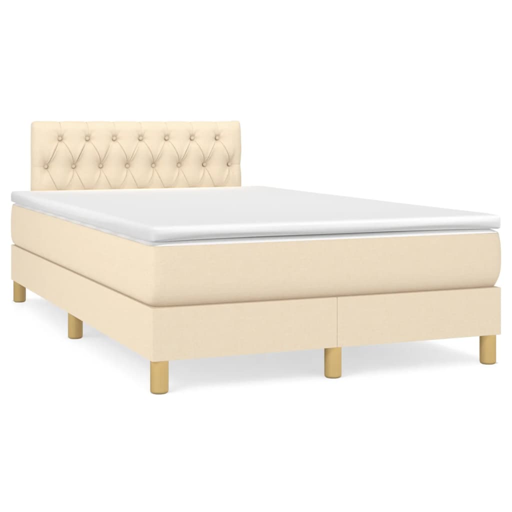 Cama boxspring com colchão 120x190 cm tecido cor creme