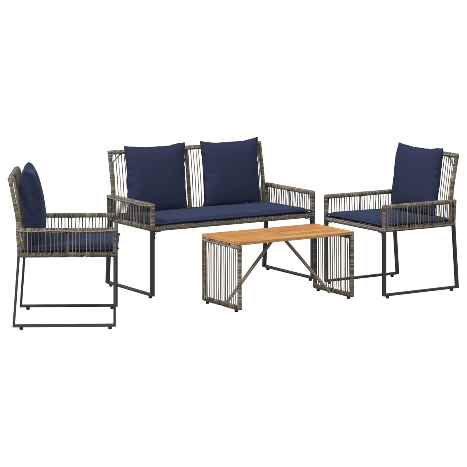 Conjunto de móveis para exterior 9 unid. cinza e azul marinho