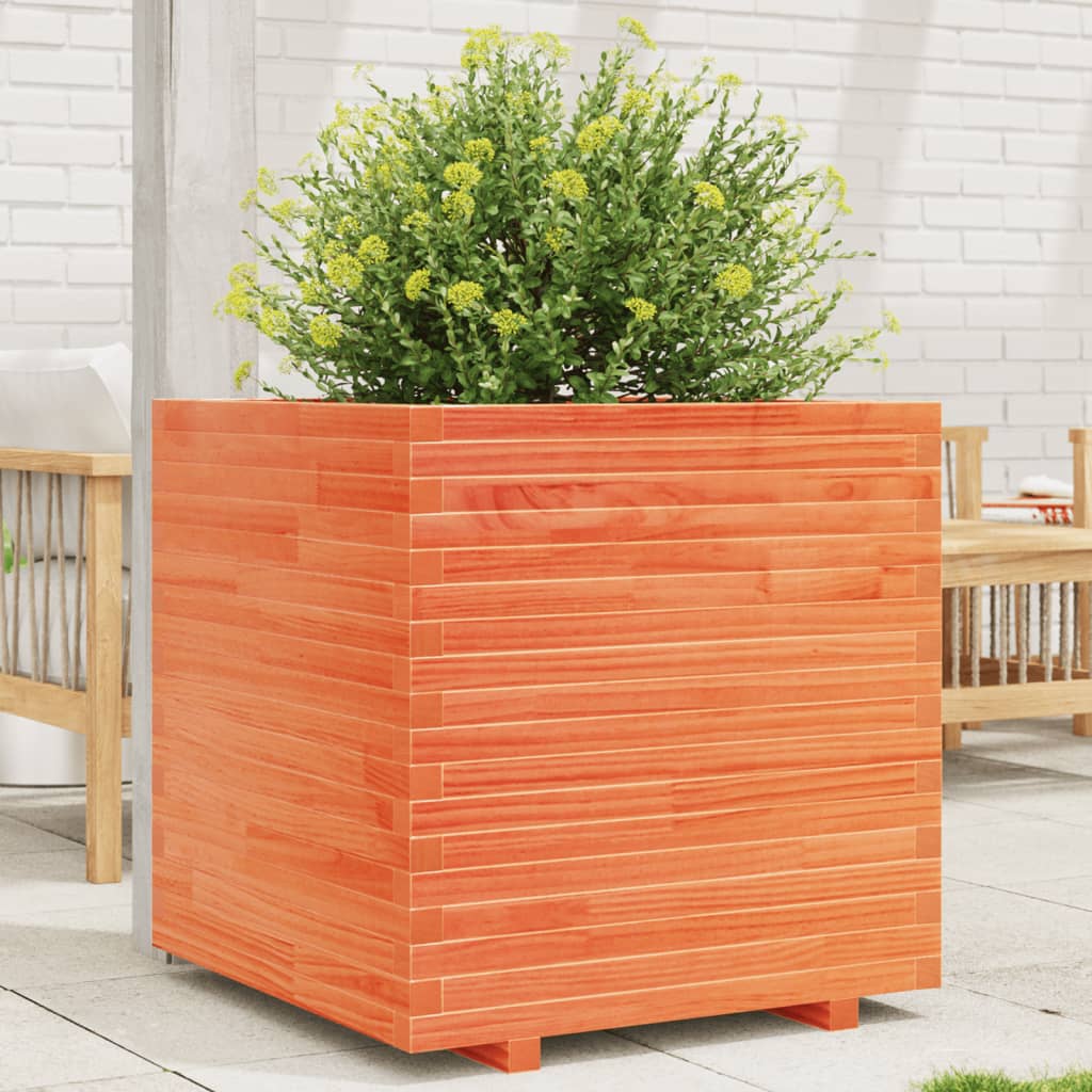 Vaso/floreira de jardim 70x70x72 cm pinho maciço castanho mel