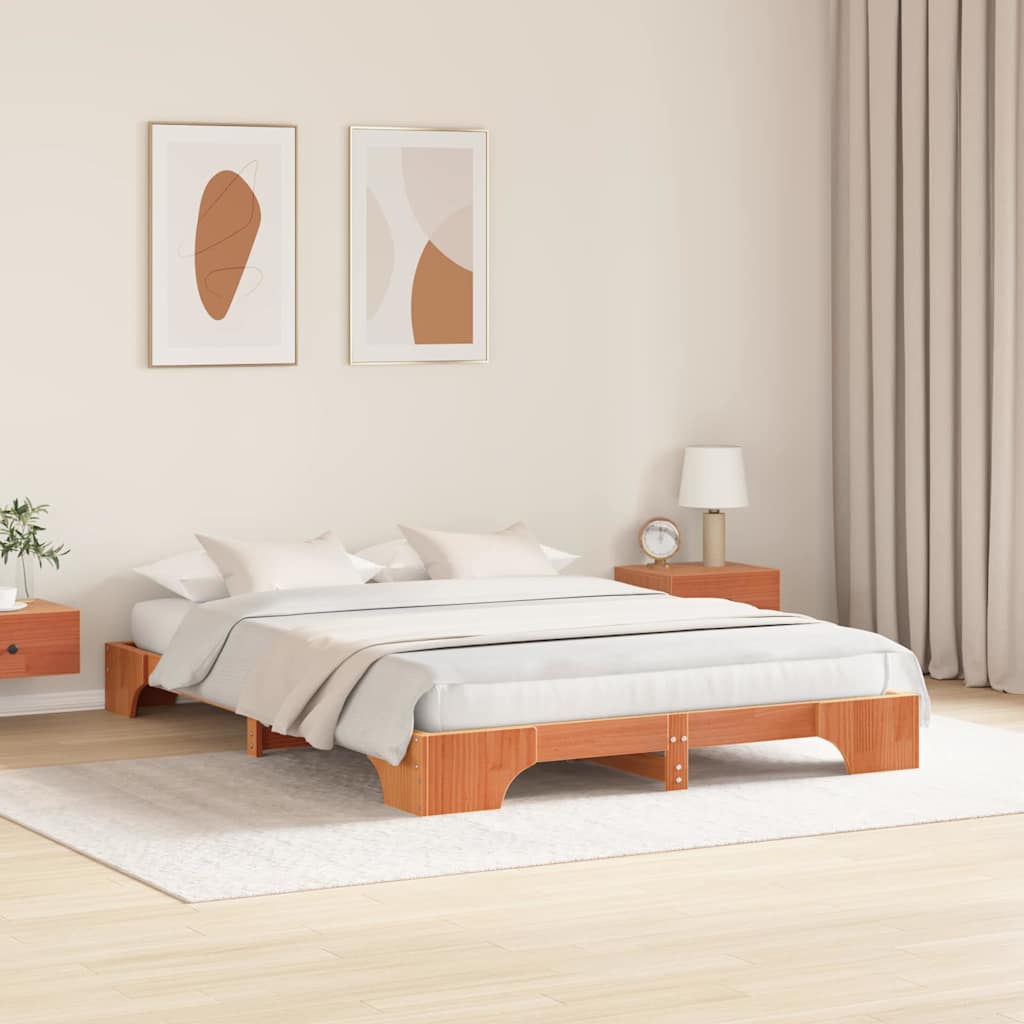 Estrutura da cama marrom cera 140 x 200 cm