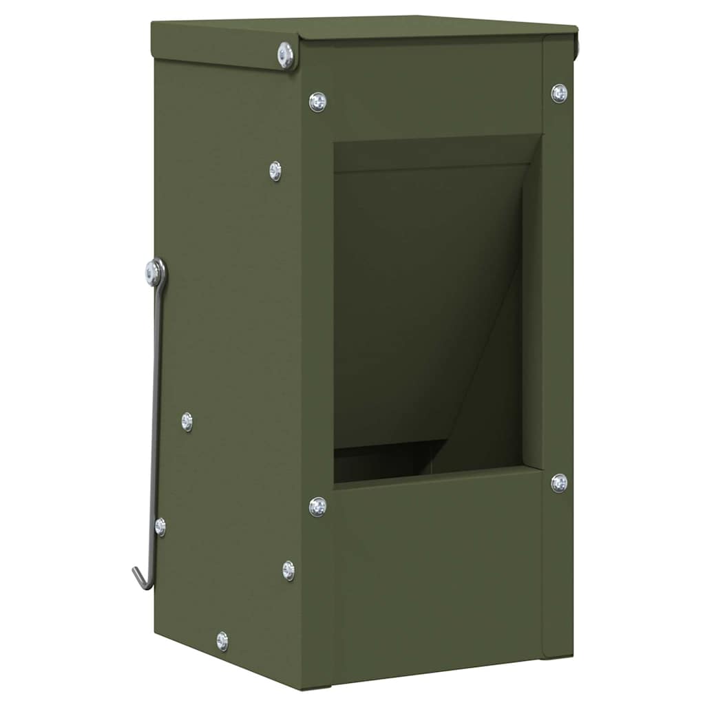 Comedouro para coelhos verde oliva 12,5 x 12,5 x 25 cm