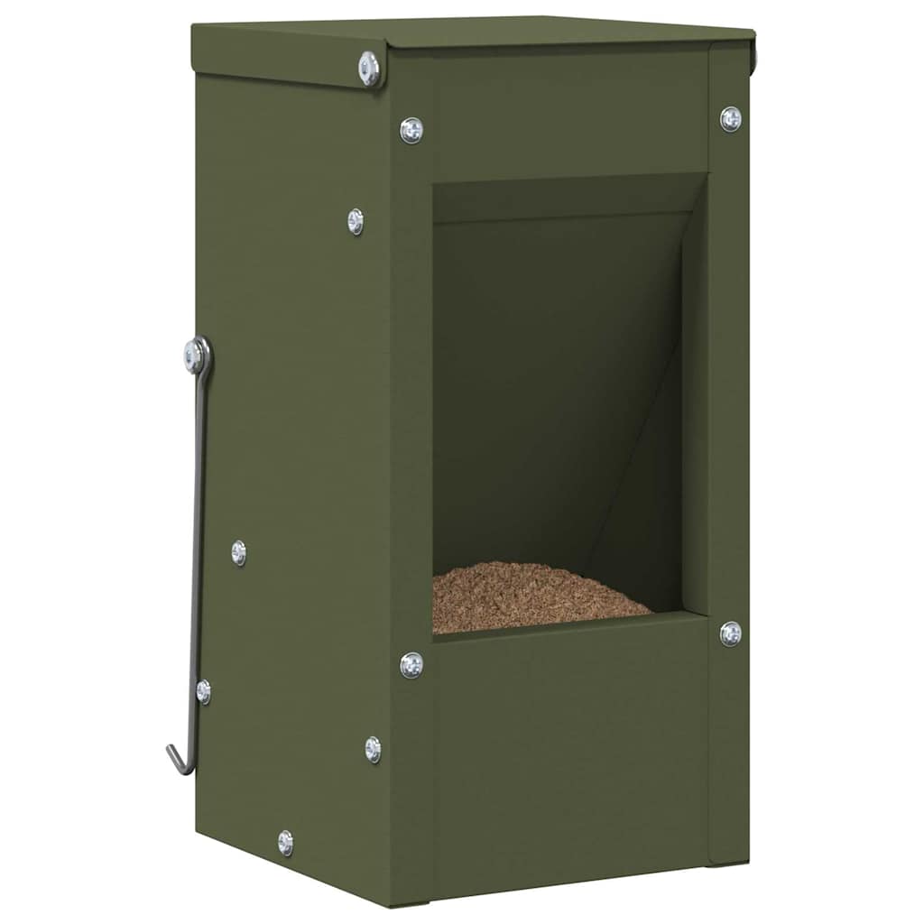 Comedouro para coelhos verde oliva 12,5 x 12,5 x 25 cm