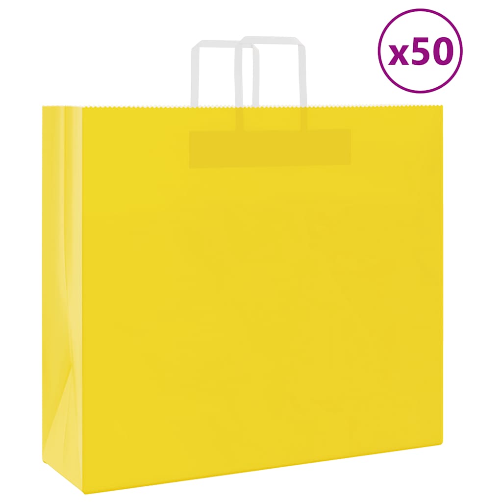 Sacos de papel 50 unid com alças amarelo 54x15x49 cm