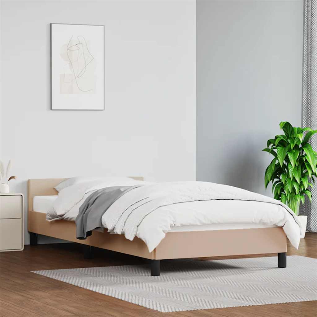 Estrutura cama c/ cabeceira sem colchão 100x200 cm cappuccino
