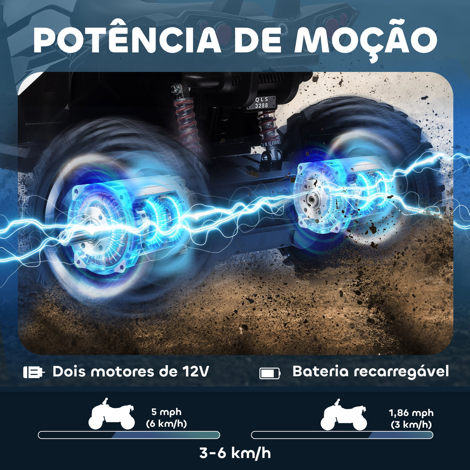 Quadriciclo elétrico 12v para crianças com farol música pneus de suspensão botões avance e retrocesso 100x65x73cm branco