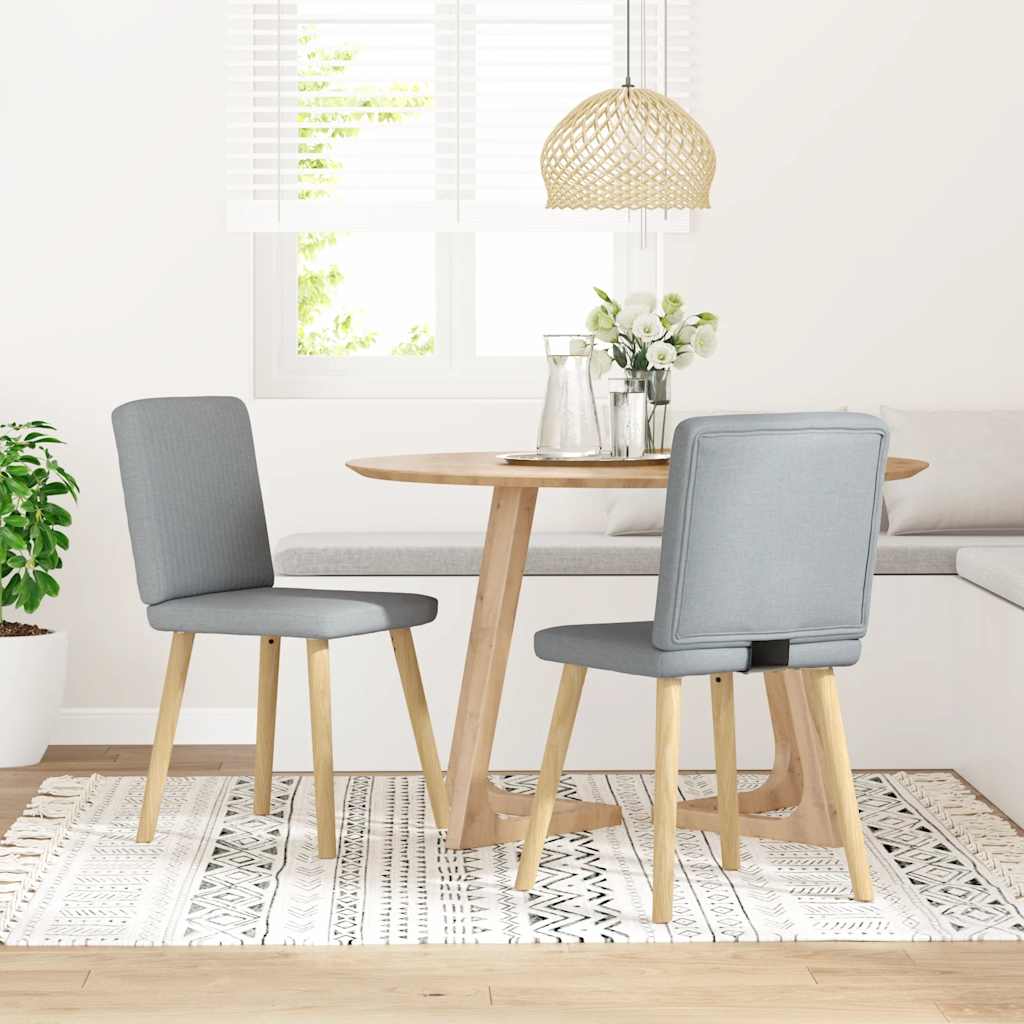 Cadeiras de jantar 2 pcs tecido cinzento-claro