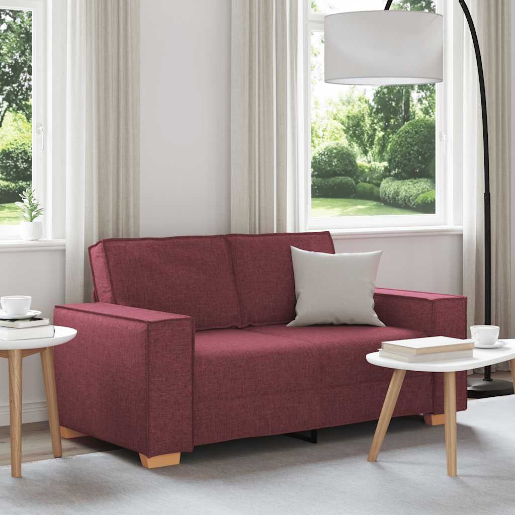Sofá de 2 lugares, cor vinho, 160x78x84 cm, tecido