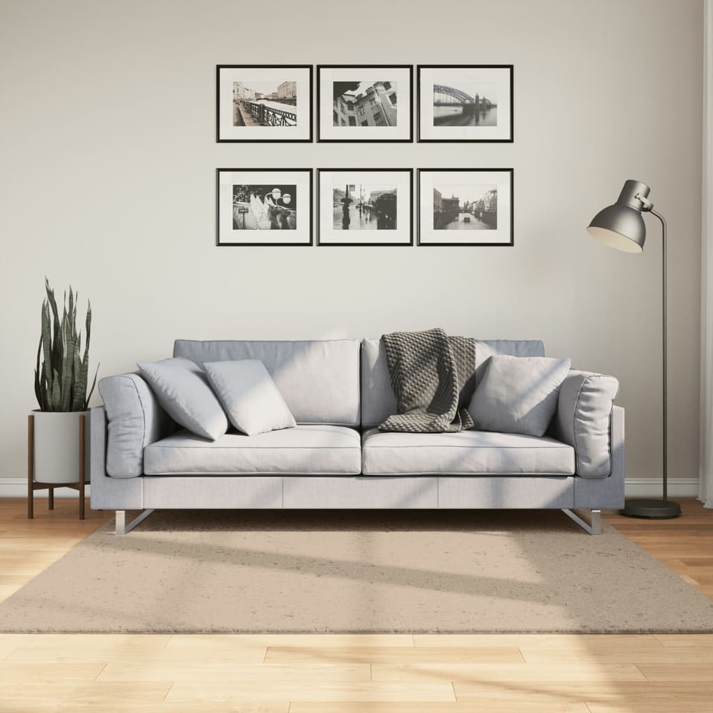 Tapete pelo curto macio e lavável huarte 160x160 cm cor areia