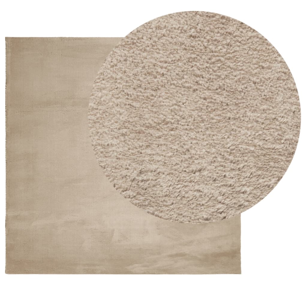 Tapete pelo curto macio e lavável huarte 160x160 cm cor areia