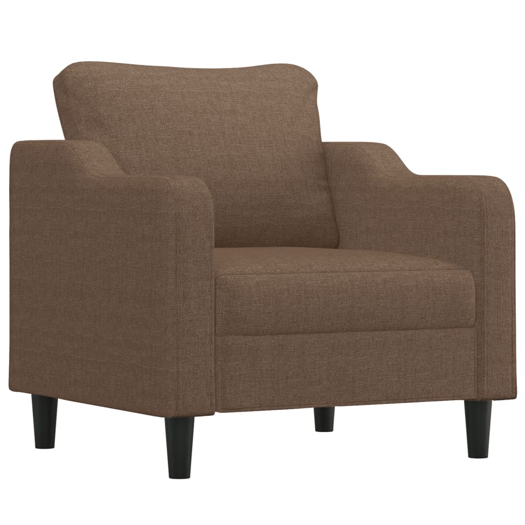 3 Pcs conjunto de sofás com almofadas tecido castanho