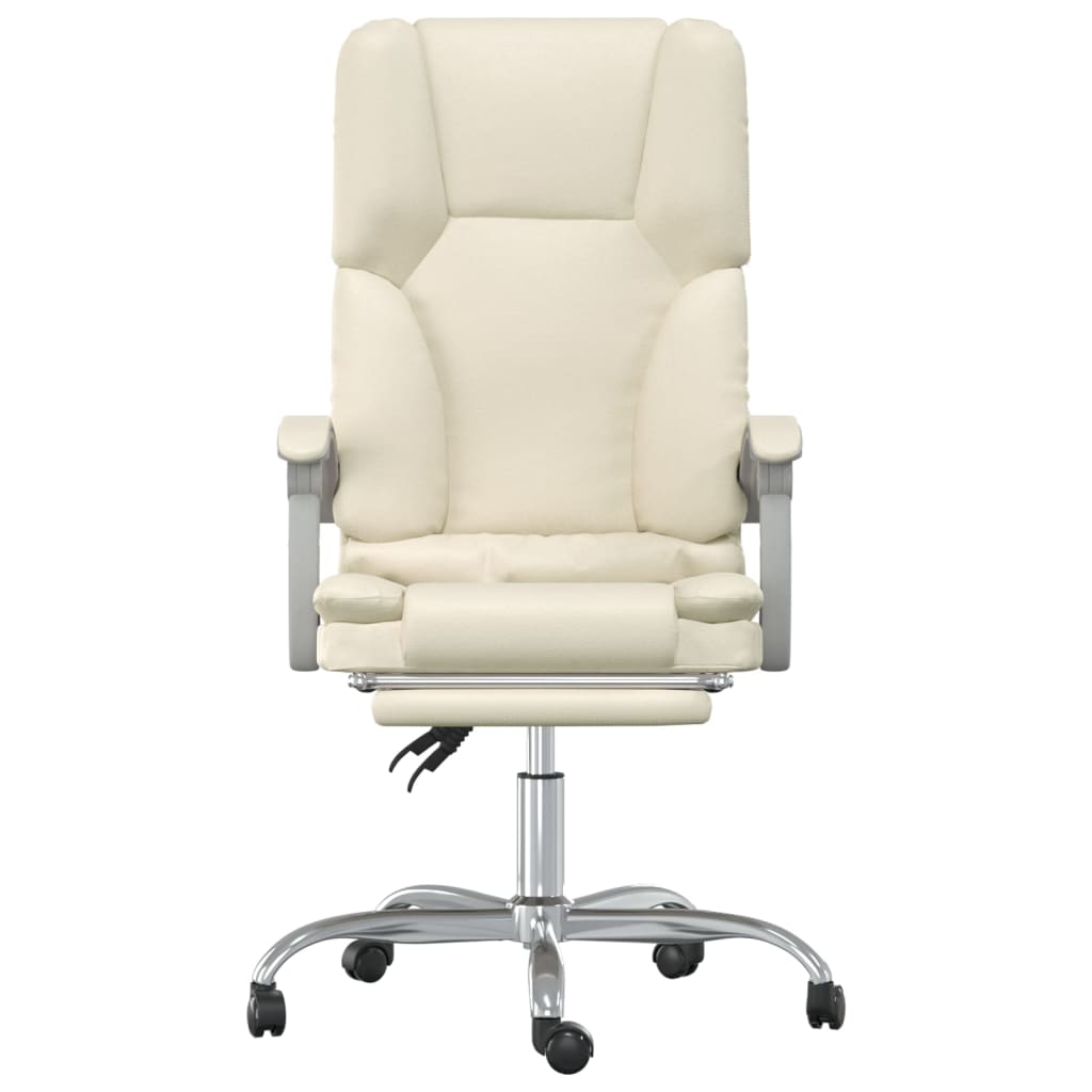 Cadeira escritório massagens reclinável couro artificial creme