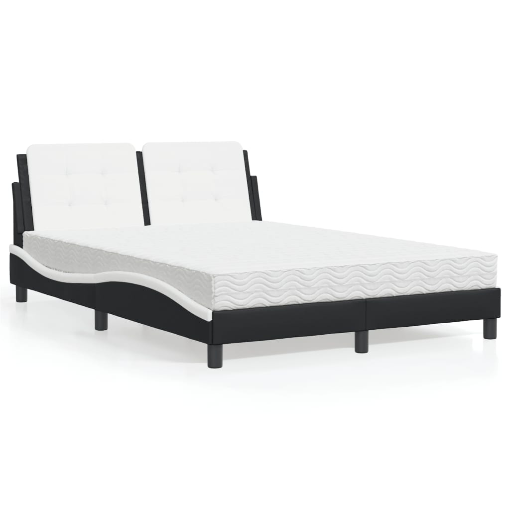 Estrutura de cama sem colchão zadar 120x200 cm couro artificial preto e branco