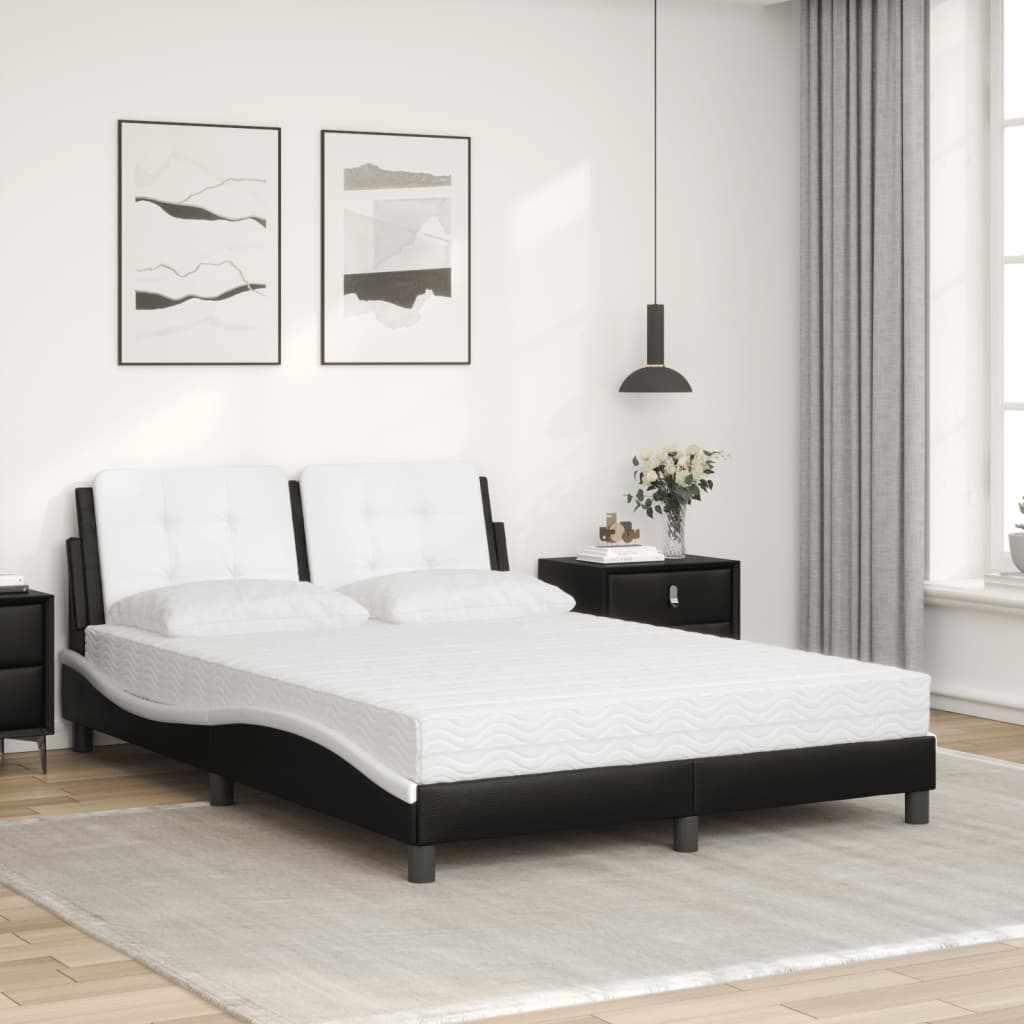 Estrutura de cama sem colchão zadar 120x200 cm couro artificial preto e branco