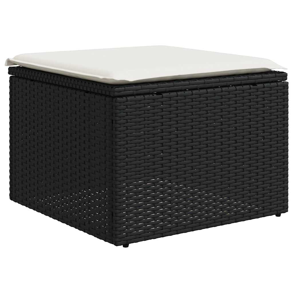 2 Pcs conjunto sofás jardim c/ almofadões vime PE/acácia preto