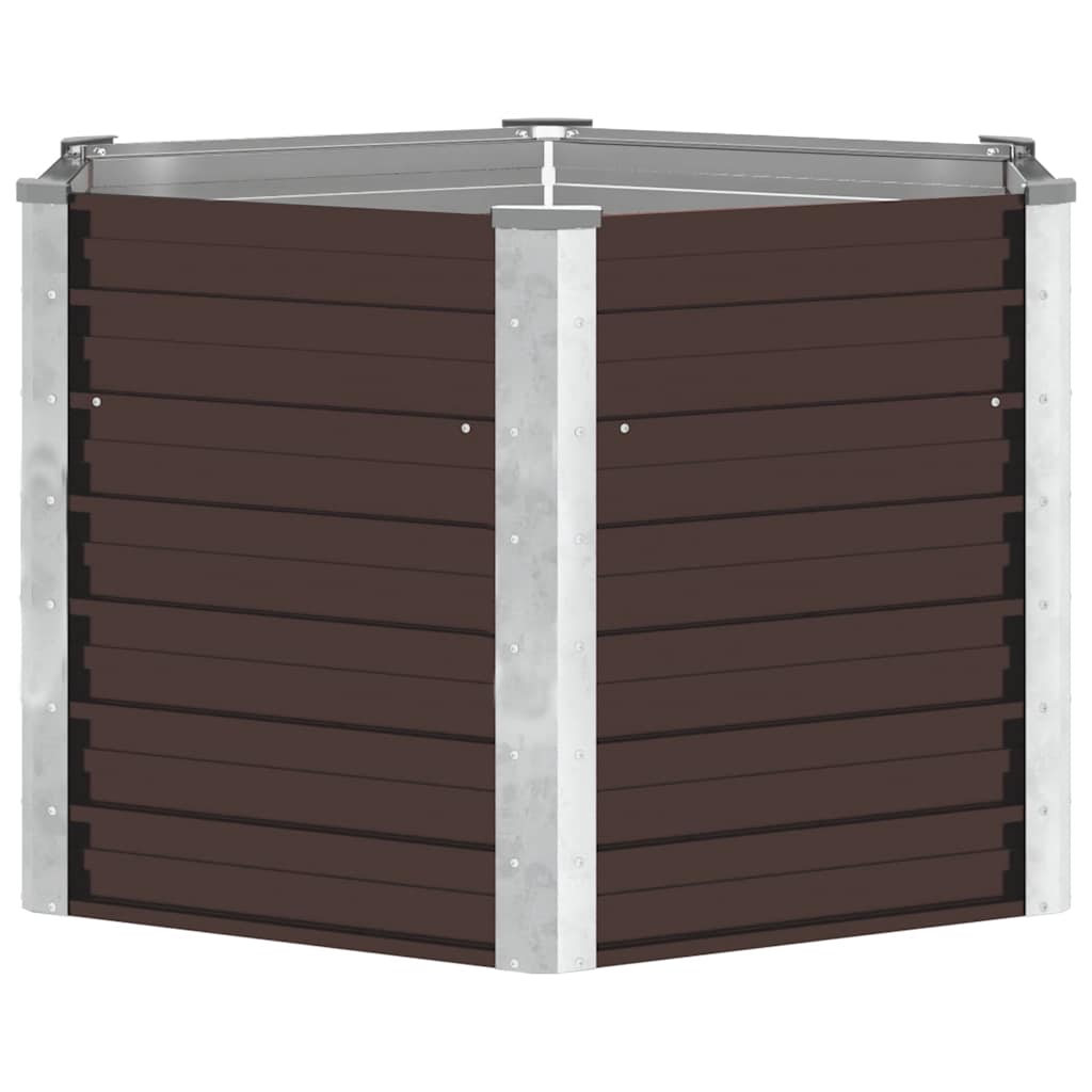 Canteiro elevado jardim aço galvanizado 129x129x77 cm castanho