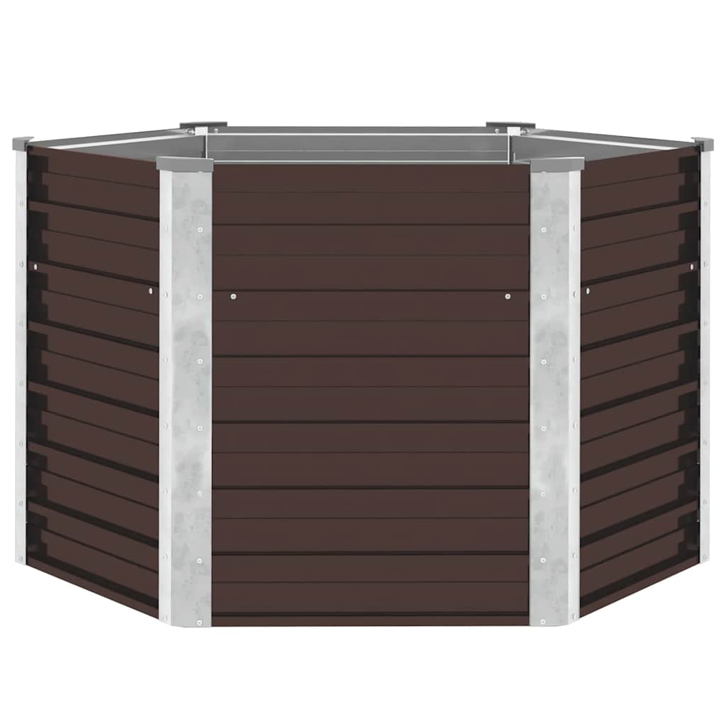 Canteiro elevado jardim aço galvanizado 129x129x77 cm castanho