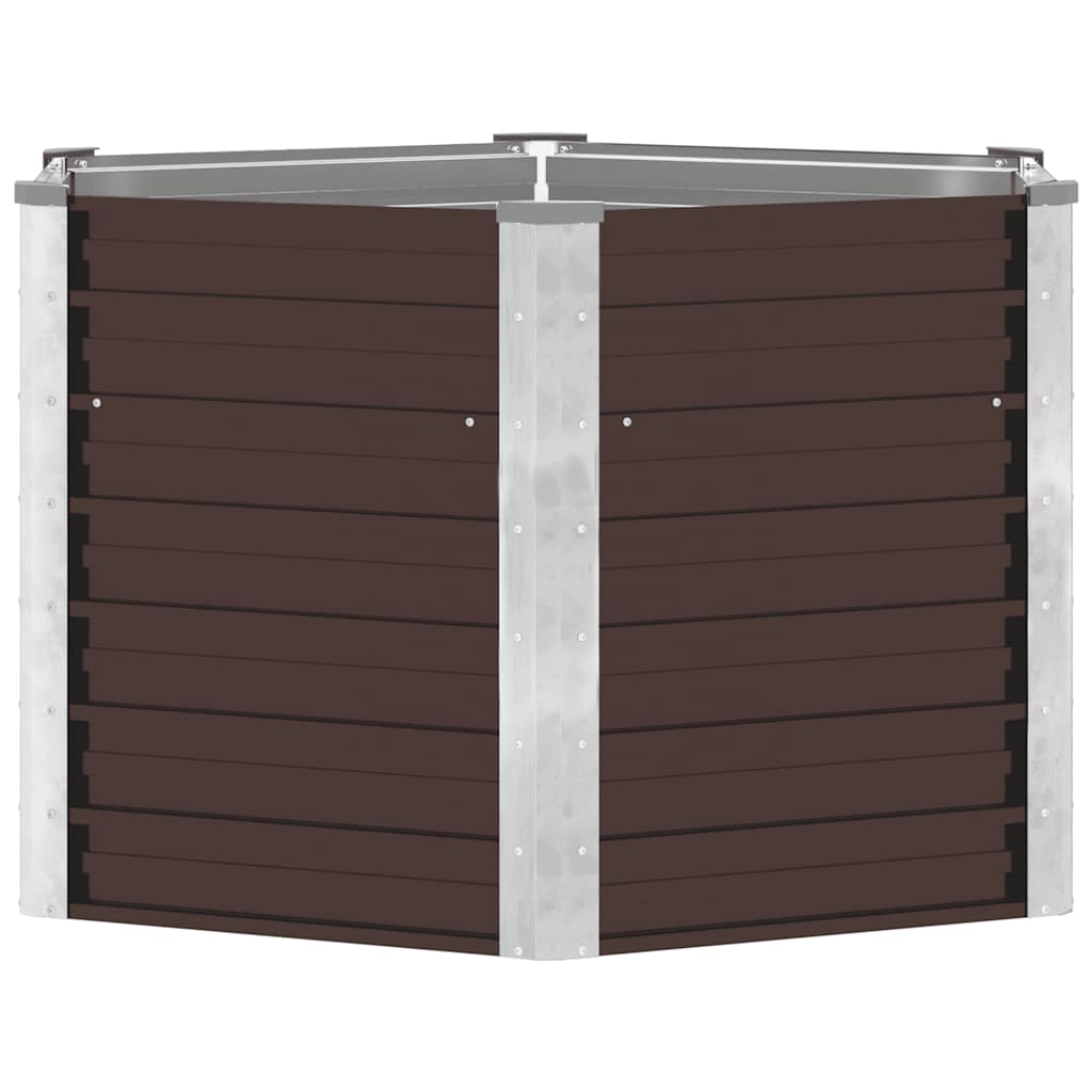 Canteiro elevado jardim aço galvanizado 129x129x77 cm castanho