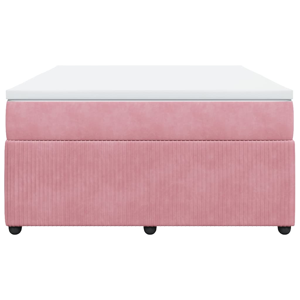 Cama com molas/colchão 160x200 cm veludo rosa