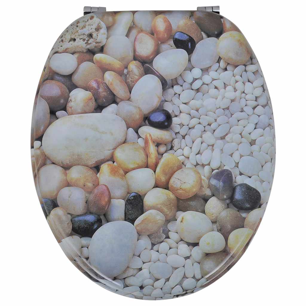 Assentos de sanita com tampas 2 pcs MDF seixos