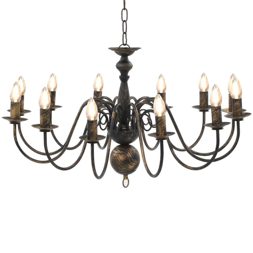 Lustre antigo de 12 lâmpadas e14 preto